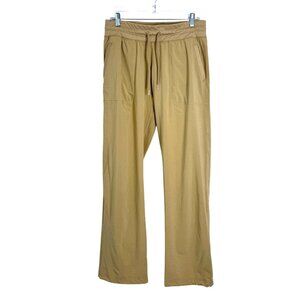Free Fly Womens Lightweight Pants Drawstring Straight-Leg Comfort Tan Size L